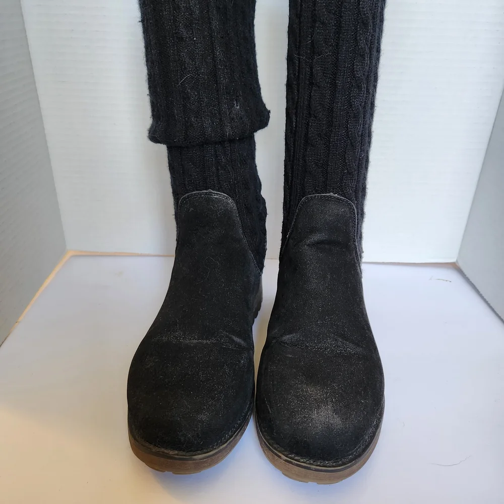 Muk Luks Kelby Black Suede Convertible Sweater Boots Sz 6